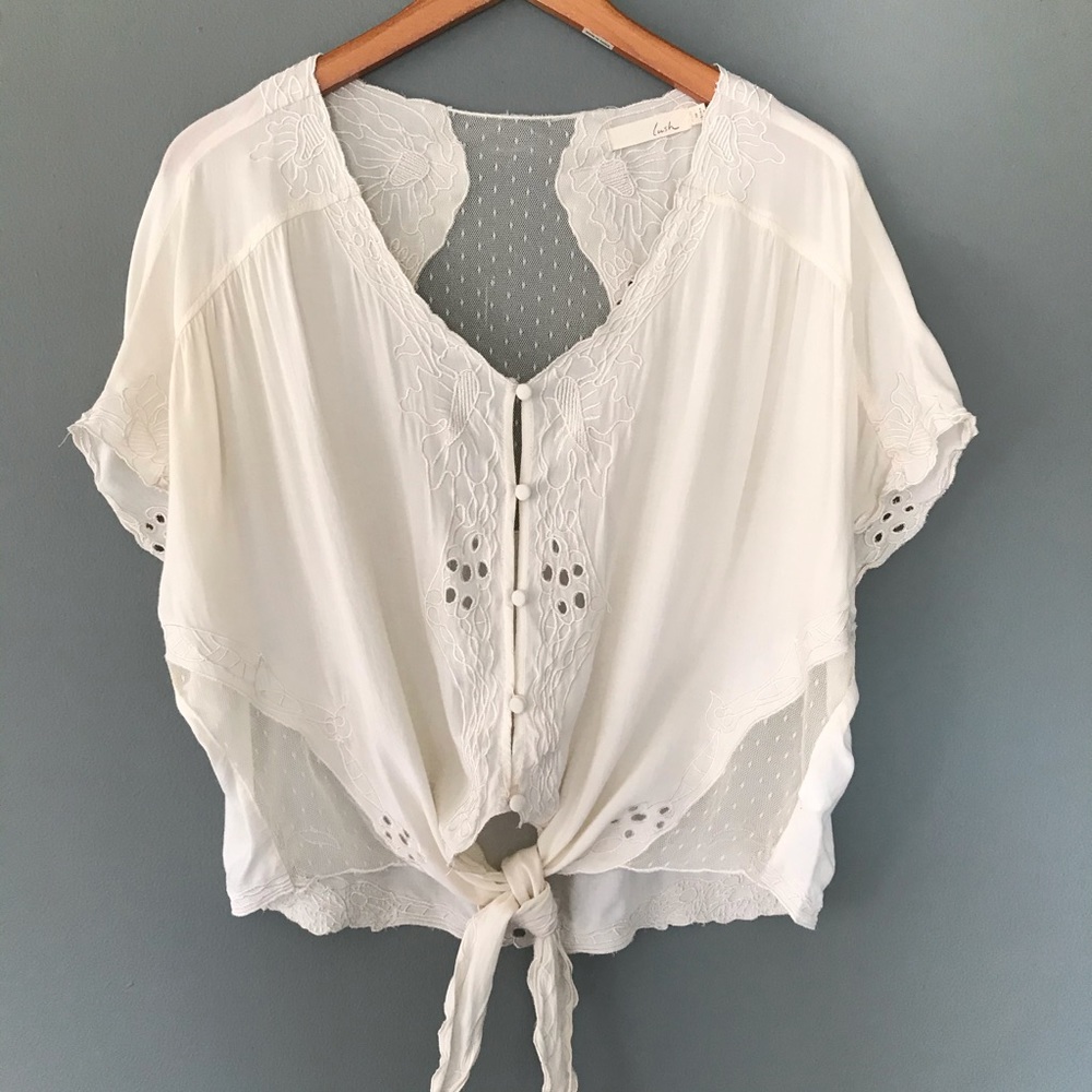 Lush Tie Front Blouse